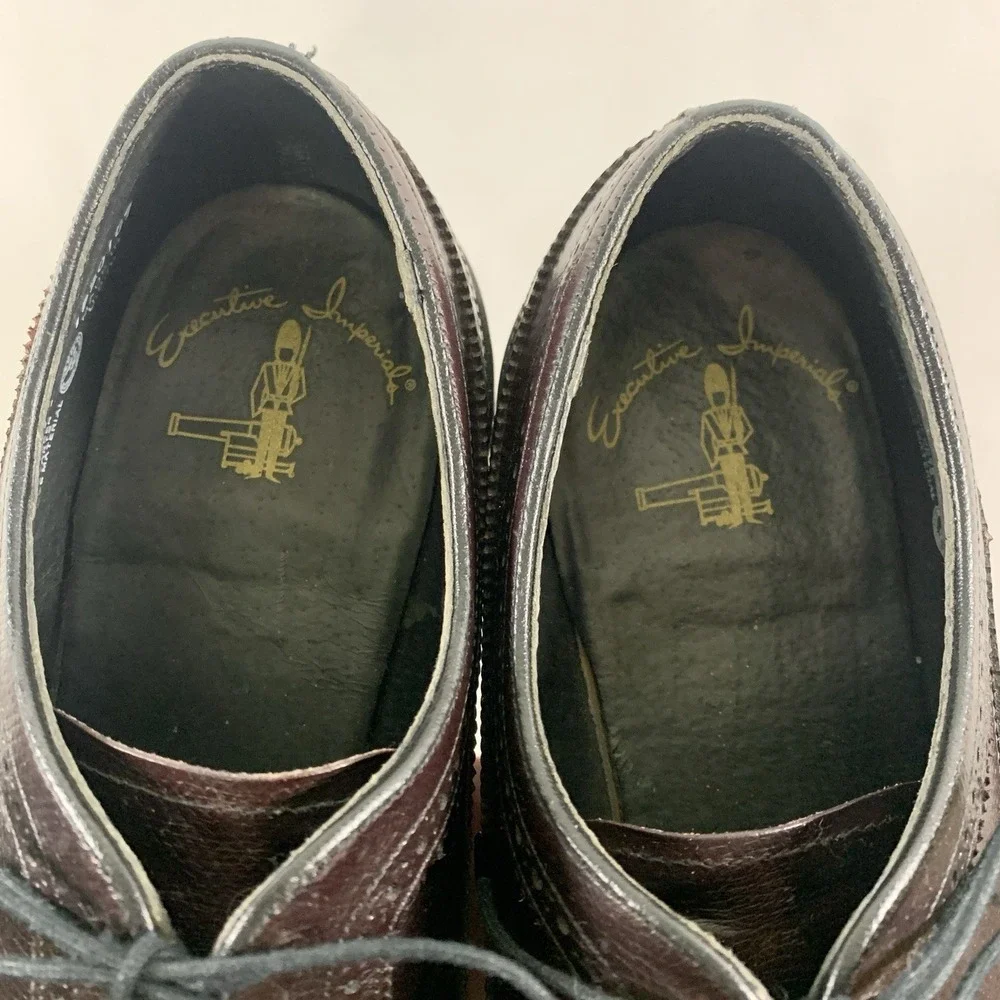 Executive Imperial Mens Brogue Wingtip Derby Dress Shoes Size 11 D Burgundy USA